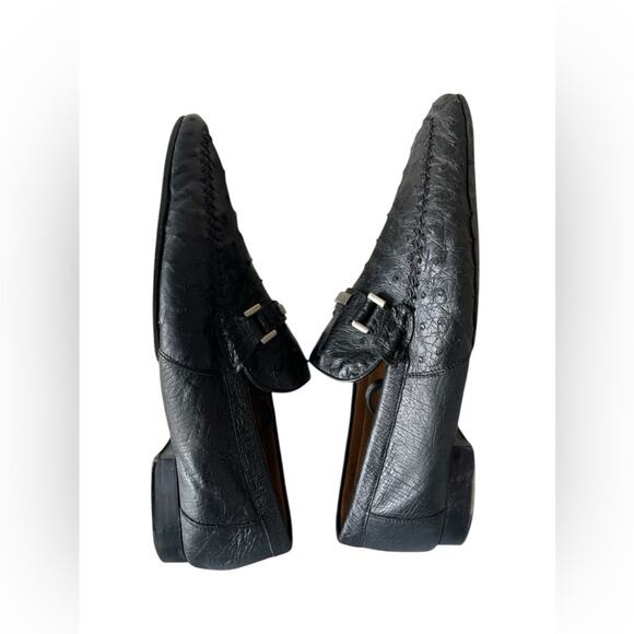 MEZLAN Genuine Black Ostrich Men Loafer Dress Shoe\'s Sz 9 M